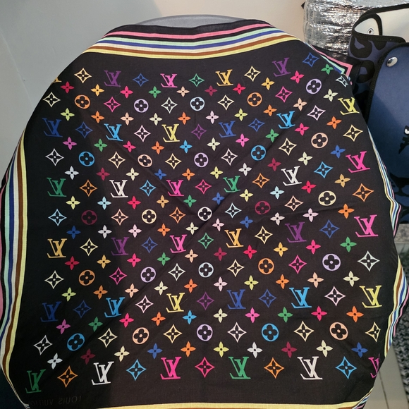 Authentic RARE Louis Vuitton Colorful Monogram Scarf Bandana - Picture 1 of 6